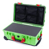 Pelican 1510 Case, Lime Green with Red Handles & Latches Pick & Pluck Foam with Mesh Lid Organizer ColorCase 015100-0101-300-320