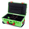 Pelican 1510 Case, Lime Green with Red Handles & Latches TrekPak Divider System with Computer Pouch ColorCase 015100-0220-300-320