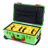 Pelican 1510 Case, Lime Green with Red Handles & Latches Yellow Padded Microfiber Dividers with Computer Pouch ColorCase 015100-0210-300-320