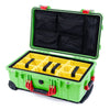 Pelican 1510 Case, Lime Green with Red Handles & Latches Yellow Padded Microfiber Dividers with Mesh Lid Organizer ColorCase 015100-0110-300-320