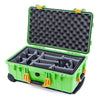 Pelican 1510 Case, Lime Green with Yellow Handles & Latches Gray Padded Microfiber Dividers with Convolute Lid Foam ColorCase 015100-0070-300-240