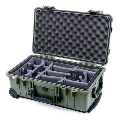 Pelican 1510 Case, OD Green with Black Handles & Latches Gray Padded Microfiber Dividers with Convolute Lid Foam ColorCase 015100-0070-130-110