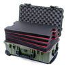 Pelican 1510 Case, OD Green with Black Handles & Latches Custom Tool Kit (4 Foam Inserts with Convolute Lid Foam) ColorCase 015100-0060-130-110