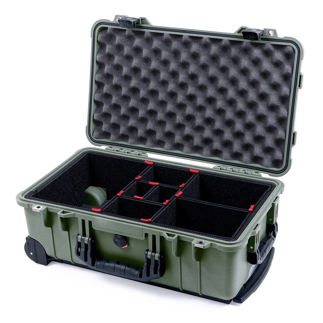 Pelican 1510 Case, OD Green with Black Handles &amp; Latches TrekPak Divider System with Convolute Lid Foam ColorCase 015100-0020-130-110