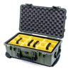 Pelican 1510 Case, OD Green with Black Handles & Latches Yellow Padded Microfiber Dividers with Convolute Lid Foam ColorCase 015100-0010-130-110