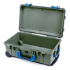 Pelican 1510 Case, OD Green with Blue Handles & Latches None (Case Only) ColorCase 015100-0000-130-120