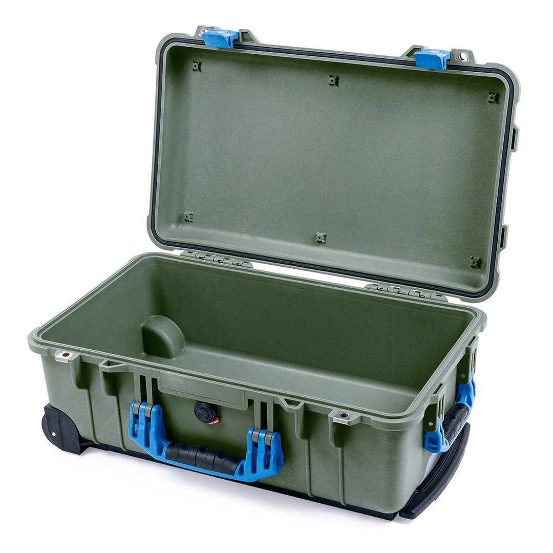 Pelican 1510 Case, OD Green with Blue Handles &amp; Latches None (Case Only) ColorCase 015100-0000-130-120