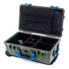 Pelican 1510 Case, OD Green with Blue Handles & Latches TrekPak Divider System with Computer Pouch ColorCase 015100-0220-130-120