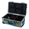 Pelican 1510 Case, OD Green with Blue Handles & Latches TrekPak Divider System with Mesh Lid Organizer ColorCase 015100-0120-130-120