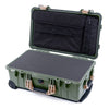 Pelican 1510 Case, OD Green with Desert Tan Handles & Latches Pick & Pluck Foam with Computer Pouch ColorCase 015100-0201-130-310