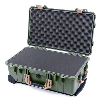 Pelican 1510 Case, OD Green with Desert Tan Handles & Latches Pick & Pluck Foam with Convolute Lid Foam ColorCase 015100-0001-130-310