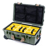 Pelican 1510 Case, OD Green with Desert Tan Handles & Latches Yellow Padded Microfiber Dividers with Mesh Lid Organizer ColorCase 015100-0110-130-310