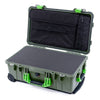 Pelican 1510 Case, OD Green with Lime Green Handles & Latches Pick & Pluck Foam with Computer Pouch ColorCase 015100-0201-130-300