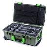 Pelican 1510 Case, OD Green with Lime Green Handles & Latches Gray Padded Microfiber Dividers with Computer Pouch ColorCase 015100-0270-130-300