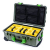 Pelican 1510 Case, OD Green with Lime Green Handles & Latches Yellow Padded Microfiber Dividers with Mesh Lid Organizer ColorCase 015100-0110-130-300