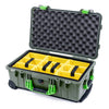 Pelican 1510 Case, OD Green with Lime Green Handles & Latches Yellow Padded Microfiber Dividers with Convolute Lid Foam ColorCase 015100-0010-130-300