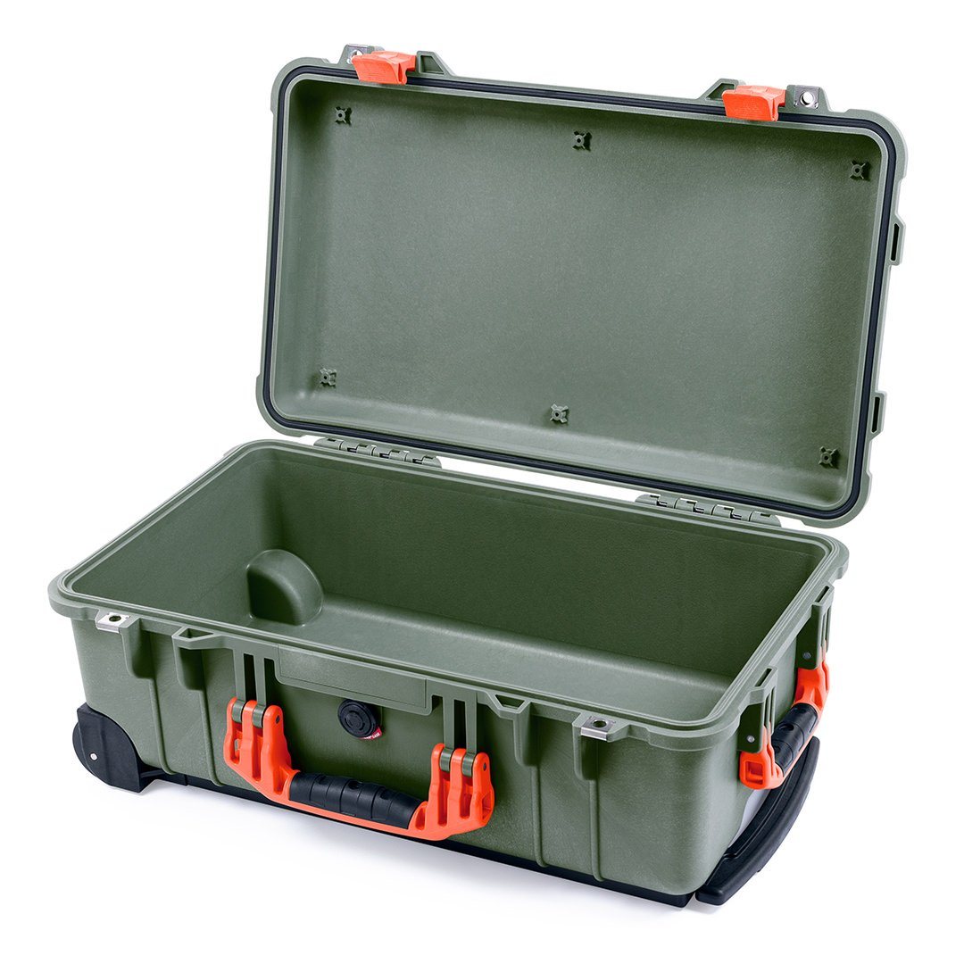 Pelican 1510 Case, OD Green with Orange Handles &amp; Latches None (Case Only) ColorCase 015100-0000-130-150