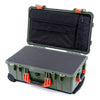 Pelican 1510 Case, OD Green with Orange Handles & Latches Pick & Pluck Foam with Computer Pouch ColorCase 015100-0201-130-150