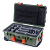 Pelican 1510 Case, OD Green with Orange Handles & Latches Gray Padded Microfiber Dividers with Computer Pouch ColorCase 015100-0270-130-150