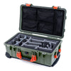 Pelican 1510 Case, OD Green with Orange Handles & Latches Gray Padded Microfiber Dividers with Mesh Lid Organizer ColorCase 015100-0170-130-150