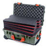 Pelican 1510 Case, OD Green with Orange Handles & Latches Custom Tool Kit (4 Foam Inserts with Convolute Lid Foam) ColorCase 015100-0060-130-150
