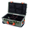 Pelican 1510 Case, OD Green with Orange Handles & Latches TrekPak Divider System with Mesh Lid Organizer ColorCase 015100-0120-130-150