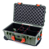 Pelican 1510 Case, OD Green with Orange Handles & Latches TrekPak Divider System with Convolute Lid Foam ColorCase 015100-0020-130-150