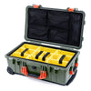 Pelican 1510 Case, OD Green with Orange Handles & Latches Yellow Padded Microfiber Dividers with Mesh Lid Organizer ColorCase 015100-0110-130-150