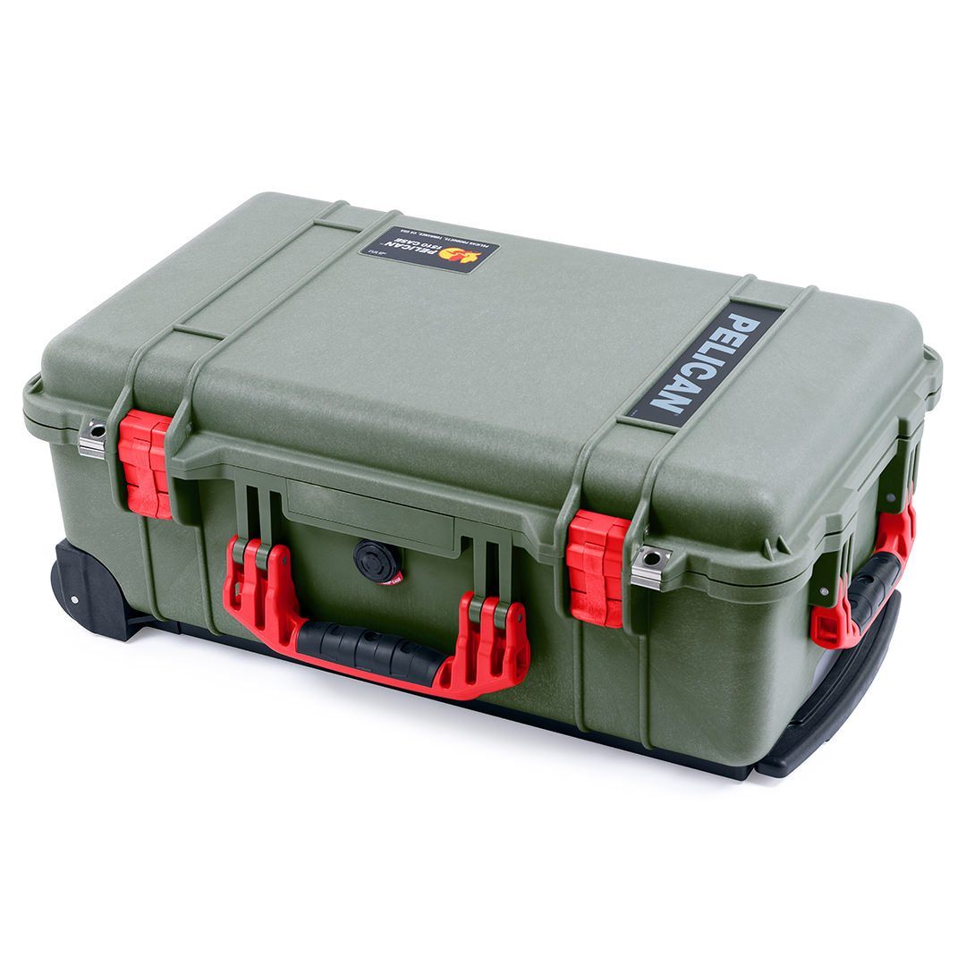 Pelican 1510 Case, OD Green with Red Handles &amp; Latches ColorCase 