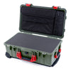 Pelican 1510 Case, OD Green with Red Handles & Latches Pick & Pluck Foam with Computer Pouch ColorCase 015100-0201-130-320