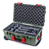 Pelican 1510 Case, OD Green with Red Handles & Latches Gray Padded Microfiber Dividers with Convolute Lid Foam ColorCase 015100-0070-130-320