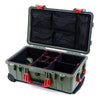 Pelican 1510 Case, OD Green with Red Handles & Latches TrekPak Divider System with Mesh Lid Organizer ColorCase 015100-0120-130-320