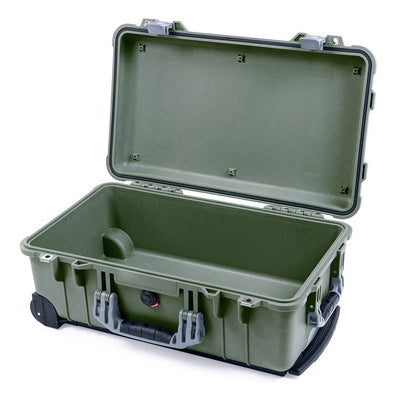 Pelican 1510 Case, OD Green with Silver Handles & Latches None (Case Only) ColorCase 015100-0000-130-180