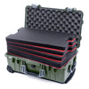 Pelican 1510 Case, OD Green with Silver Handles & Latches Custom Tool Kit (4 Foam Inserts with Convolute Lid Foam) ColorCase 015100-0060-130-180