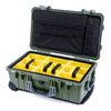 Pelican 1510 Case, OD Green with Silver Handles & Latches Yellow Padded Microfiber Dividers with Computer Pouch ColorCase 015100-0210-130-180