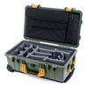Pelican 1510 Case, OD Green with Yellow Handles & Latches Gray Padded Microfiber Dividers with Computer Pouch ColorCase 015100-0270-130-240