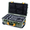 Pelican 1510 Case, OD Green with Yellow Handles & Latches Gray Padded Microfiber Dividers with Mesh Lid Organizer ColorCase 015100-0170-130-240