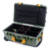 Pelican 1510 Case, OD Green with Yellow Handles & Latches TrekPak Divider System with Computer Pouch ColorCase 015100-0220-130-240