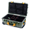 Pelican 1510 Case, OD Green with Yellow Handles & Latches TrekPak Divider System with Mesh Lid Organizer ColorCase 015100-0120-130-240