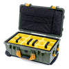 Pelican 1510 Case, OD Green with Yellow Handles & Latches Yellow Padded Microfiber Dividers with Computer Pouch ColorCase 015100-0210-130-240