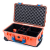 Pelican 1510 Case, Orange with Blue Handles & Latches TrekPak Divider System with Convolute Lid Foam ColorCase 015100-0020-150-120