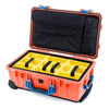 Pelican 1510 Case, Orange with Blue Handles & Latches Yellow Padded Microfiber Dividers with Computer Pouch ColorCase 015100-0210-150-120