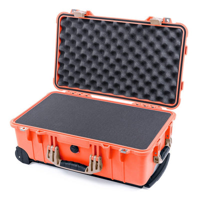 Pelican 1510 Case, Orange with Desert Tan Handles & Latches Pick & Pluck Foam with Convolute Lid Foam ColorCase 015100-0001-150-310
