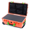 Pelican 1510 Case, Orange with Lime Green Handles & Latches Pick & Pluck Foam with Mesh Lid Organizer ColorCase 015100-0101-150-300
