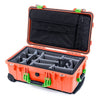 Pelican 1510 Case, Orange with Lime Green Handles & Latches Gray Padded Microfiber Dividers with Computer Pouch ColorCase 015100-0270-150-300