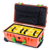 Pelican 1510 Case, Orange with Lime Green Handles & Latches Yellow Padded Microfiber Dividers with Computer Pouch ColorCase 015100-0210-150-300