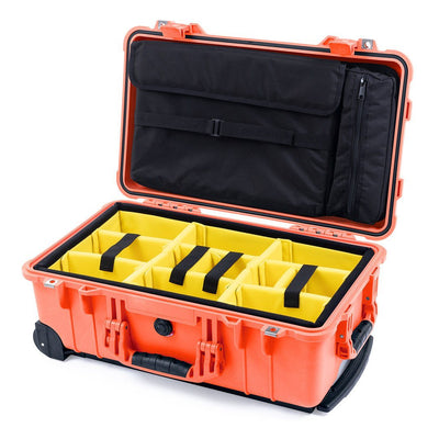 Pelican 1510 Case, Orange Yellow Padded Microfiber Dividers with Computer Pouch ColorCase 015100-0210-150-150