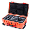 Pelican 1510 Case, Orange with Red Handles & Latches Gray Padded Microfiber Dividers with Mesh Lid Organizer ColorCase 015100-0170-150-320
