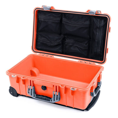 Pelican 1510 Case, Orange with Silver Handles & Latches Mesh Lid Organizer Only ColorCase 015100-0100-150-180