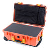 Pelican 1510 Case, Orange with Yellow Handles & Latches Pick & Pluck Foam with Computer Pouch ColorCase 015100-0201-150-240